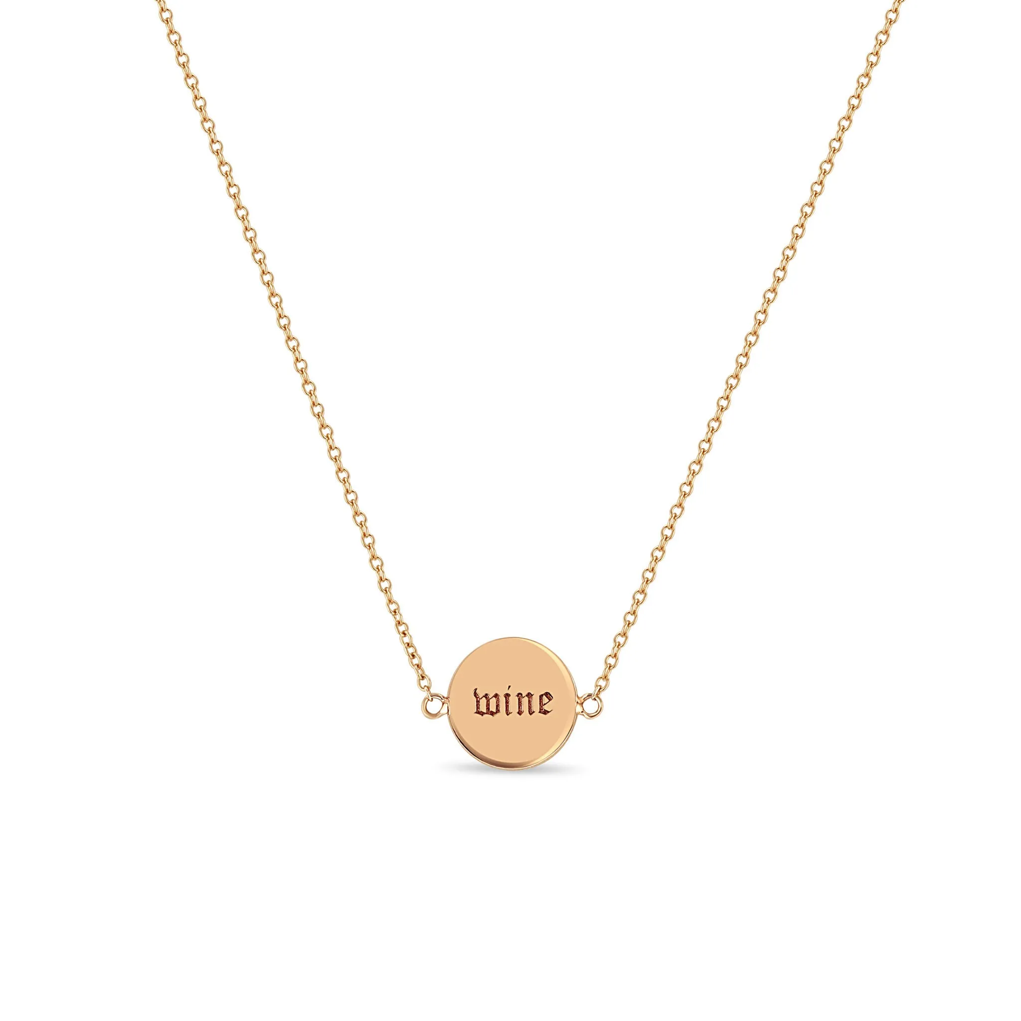 14k wine & weed Double-Sided Disc Necklace