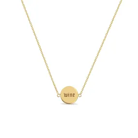 14k wine & weed Double-Sided Disc Necklace