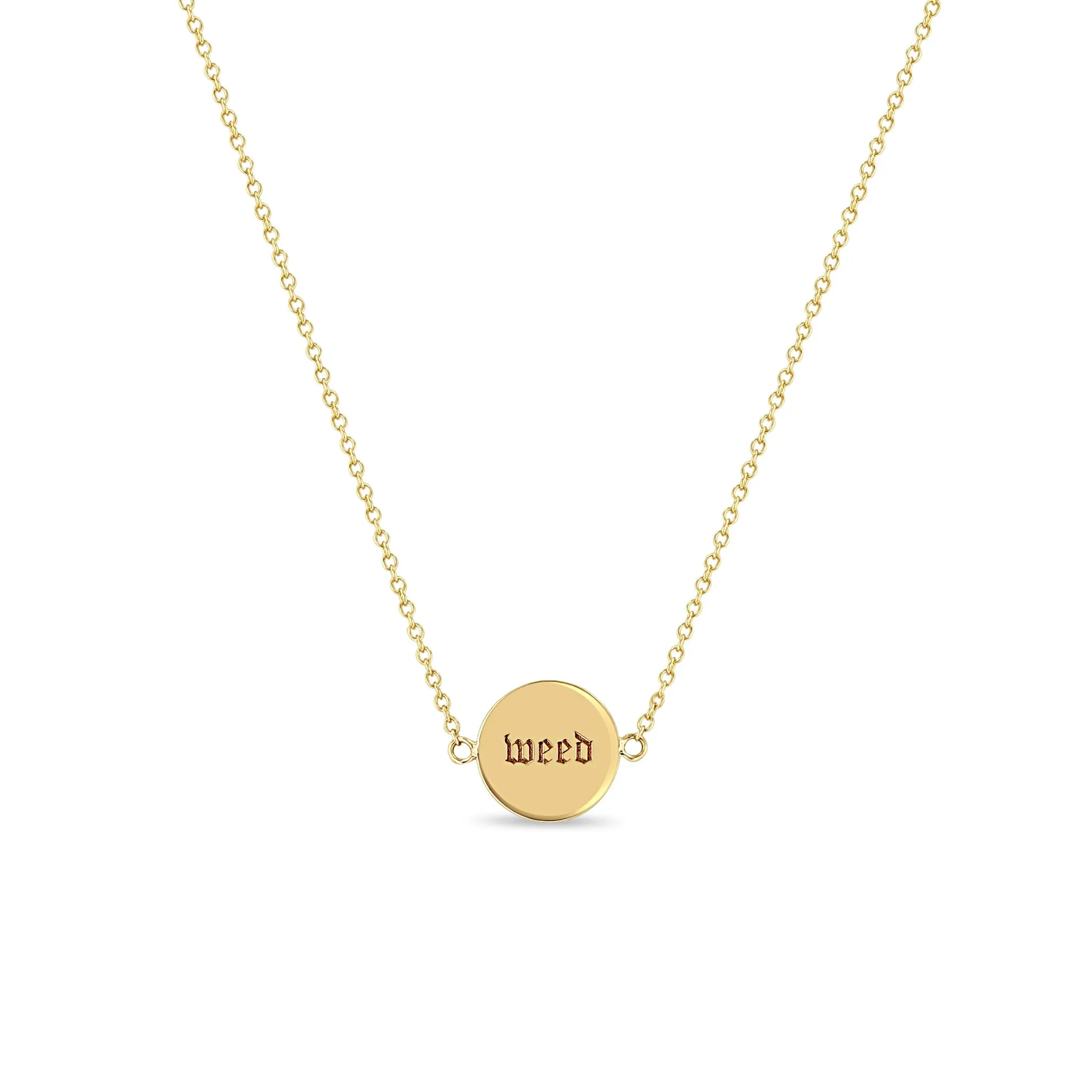 14k wine & weed Double-Sided Disc Necklace