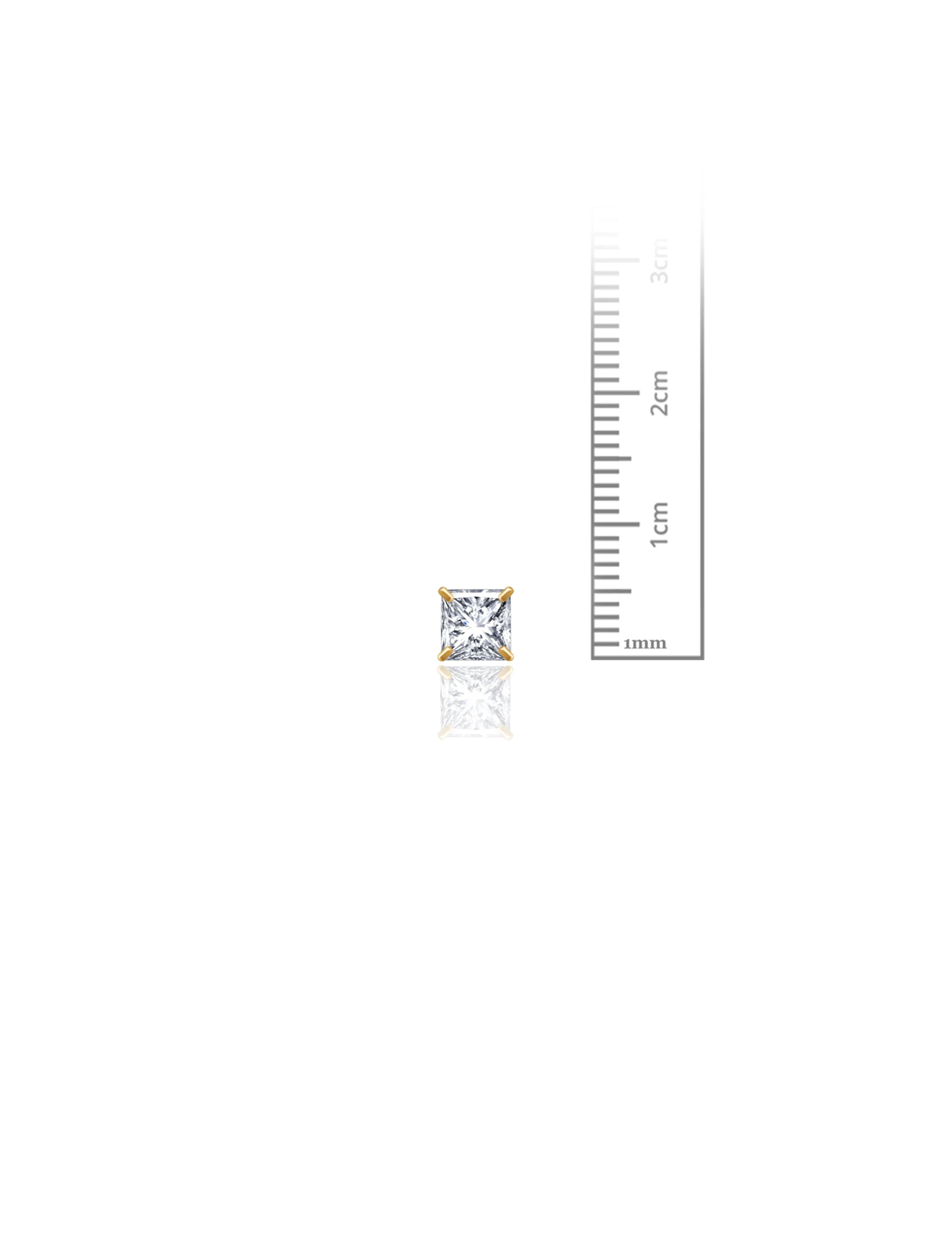 14K Yellow Gold 5MM Square CZ Pushback Stud Earrings