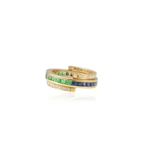 18K Emerald Sapphire Diamond Convertible Magic Ring