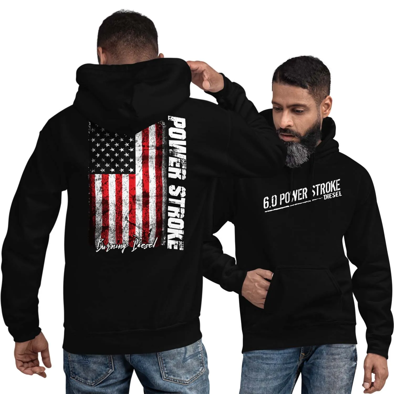 6.0 Powerstroke Hoodie With American Flag Design