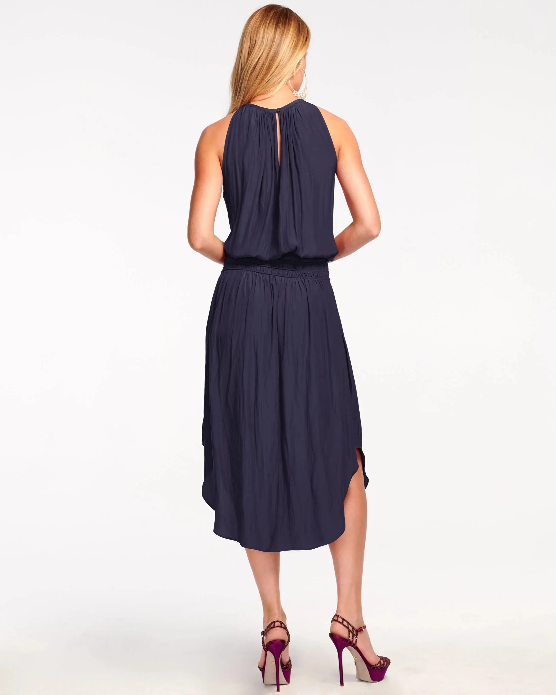 AUDREY SMOCKED MIDI DRESS (SPRING NAVY) - RAMY BROOK