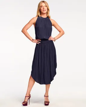 AUDREY SMOCKED MIDI DRESS (SPRING NAVY) - RAMY BROOK