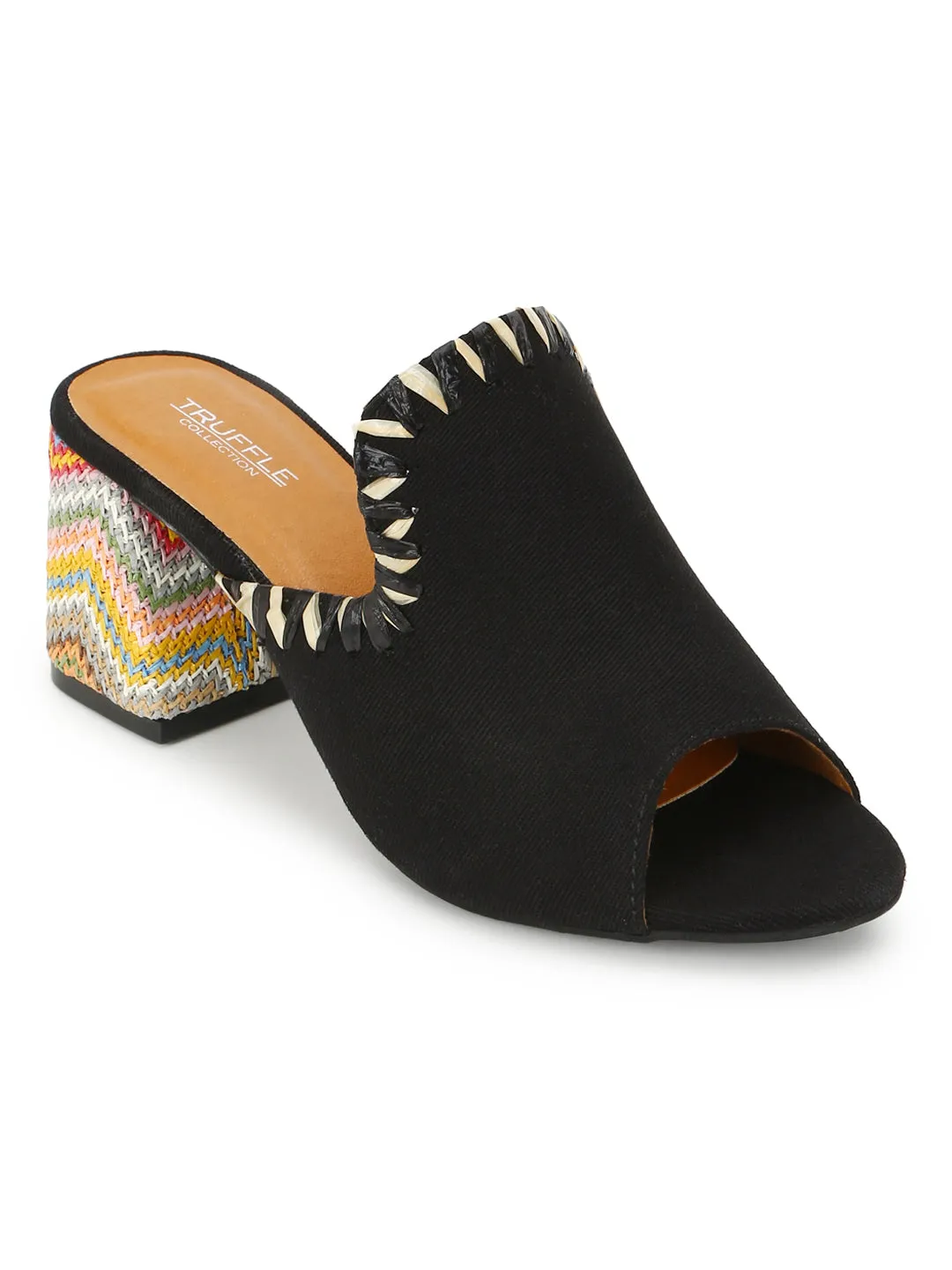 Black Denim Block Sandals (TC-A3218-BLKDEN)