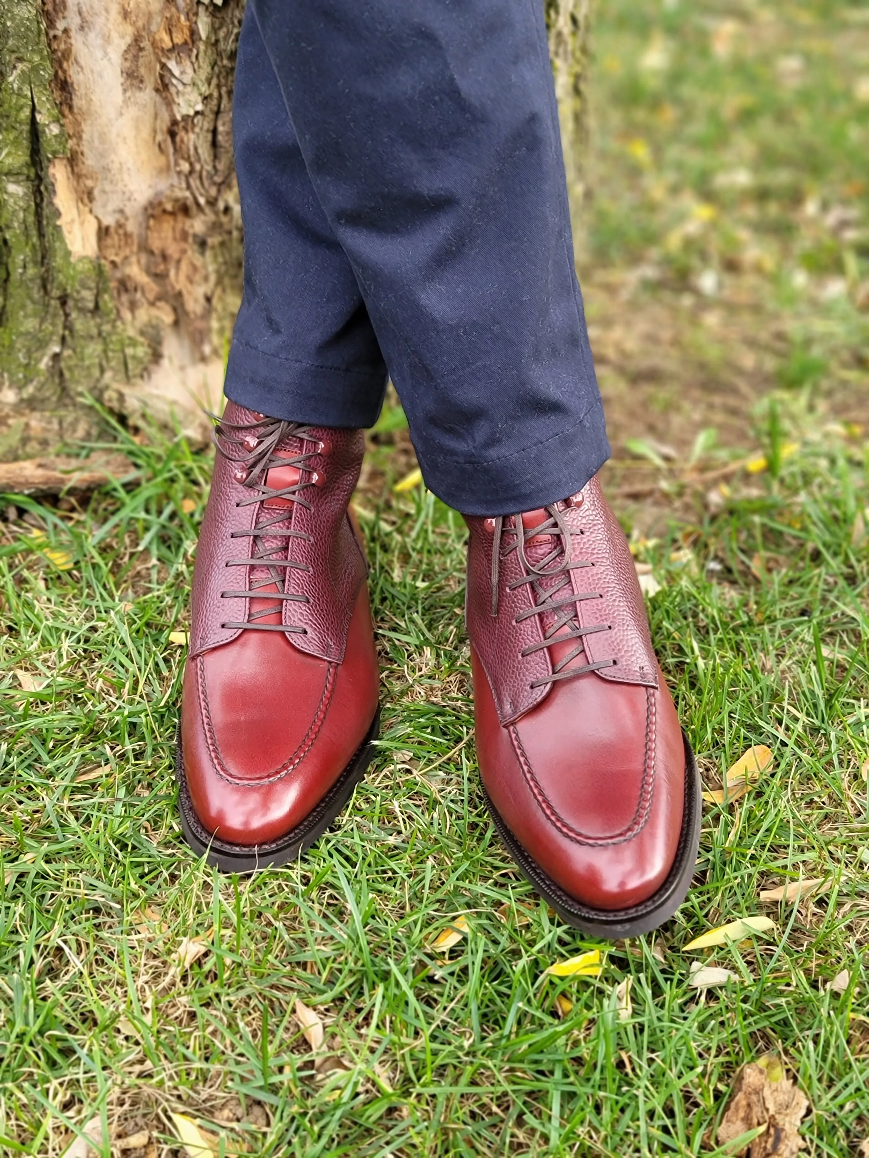 Bremerton - MTO - Burgundy Calf / Burgundy Scotch Grain - TMG Last - Single City Rubber Sole