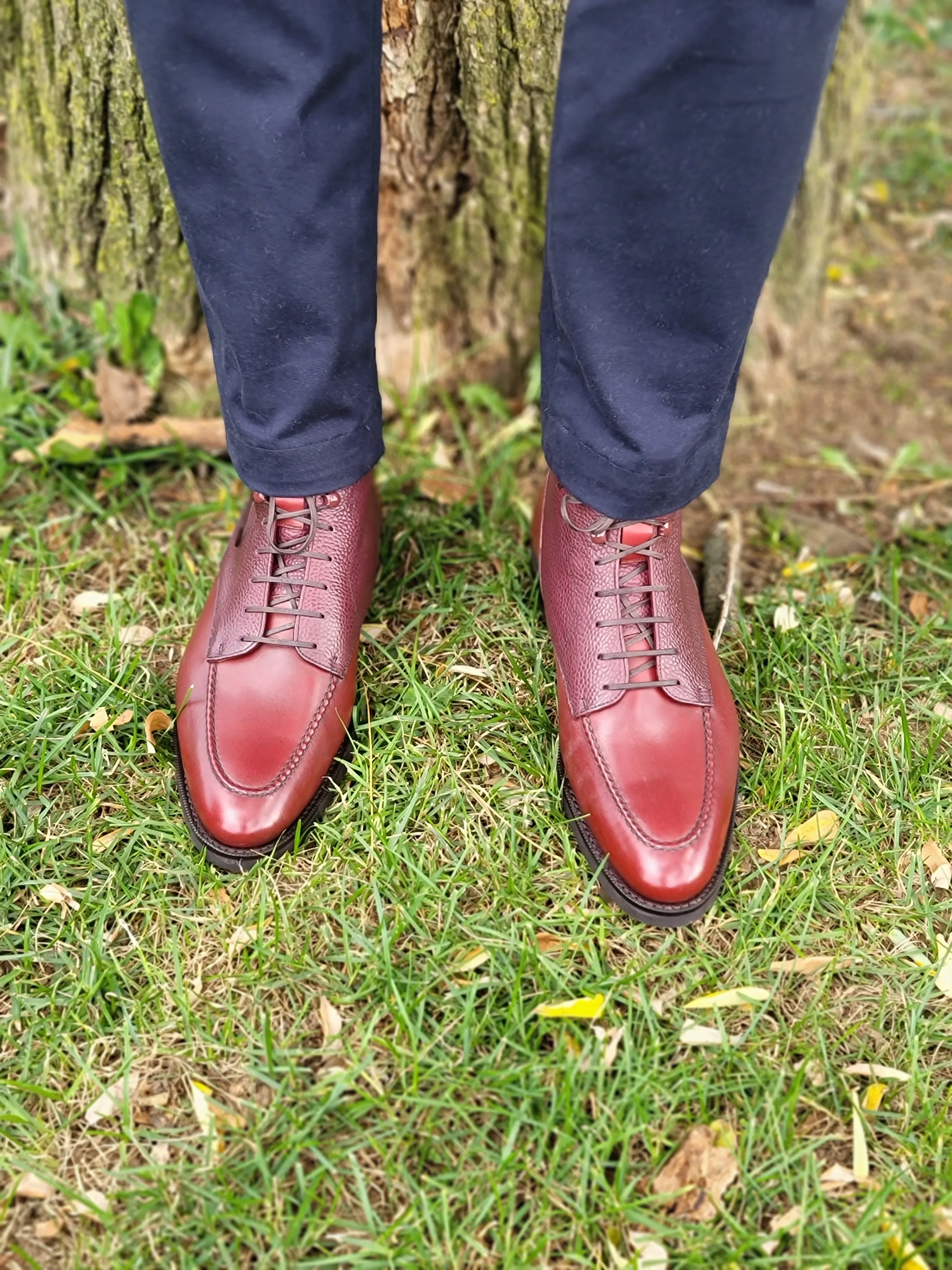 Bremerton - MTO - Burgundy Calf / Burgundy Scotch Grain - TMG Last - Single City Rubber Sole