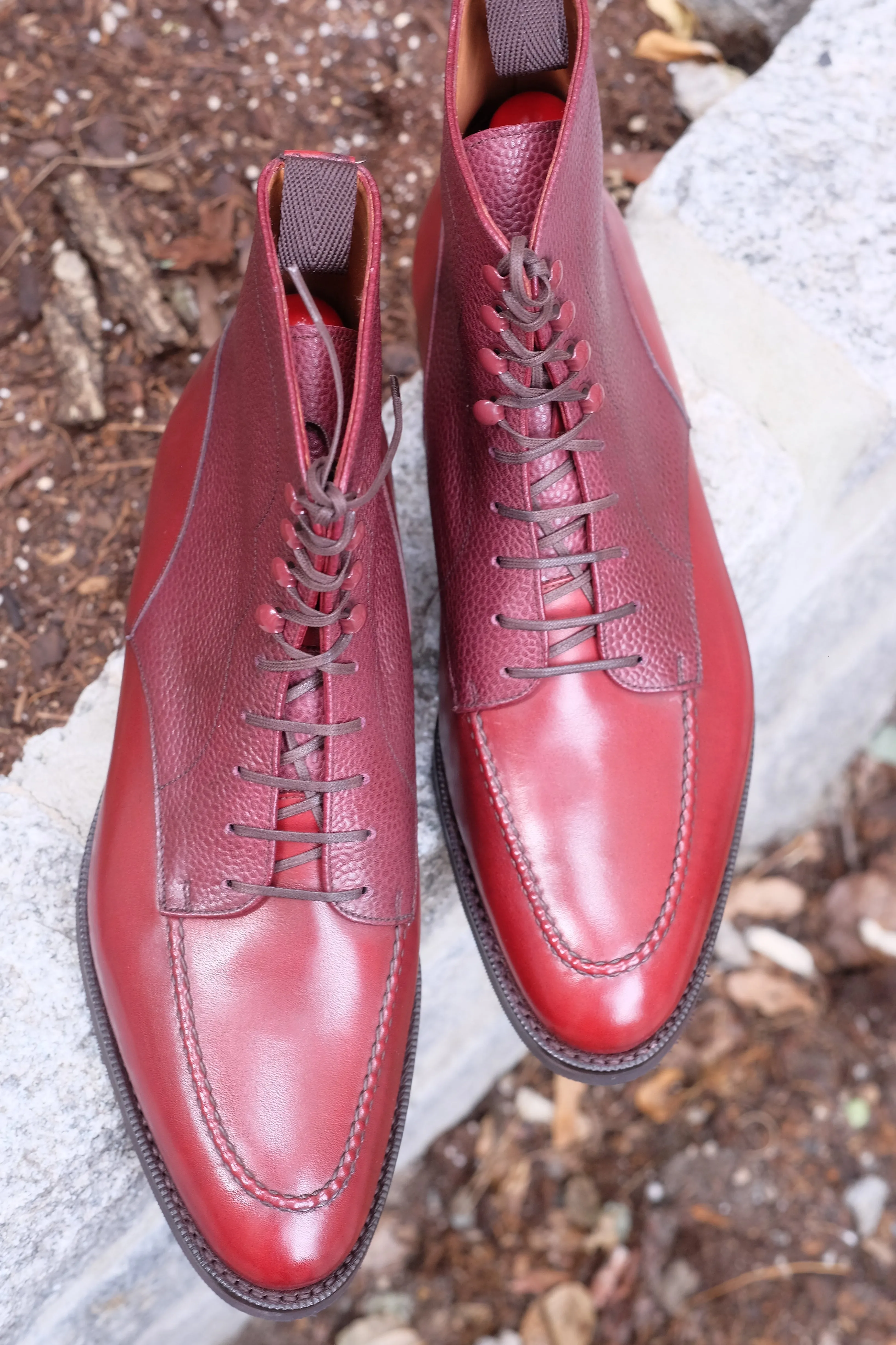 Bremerton - MTO - Burgundy Calf / Burgundy Scotch Grain - TMG Last - Single City Rubber Sole