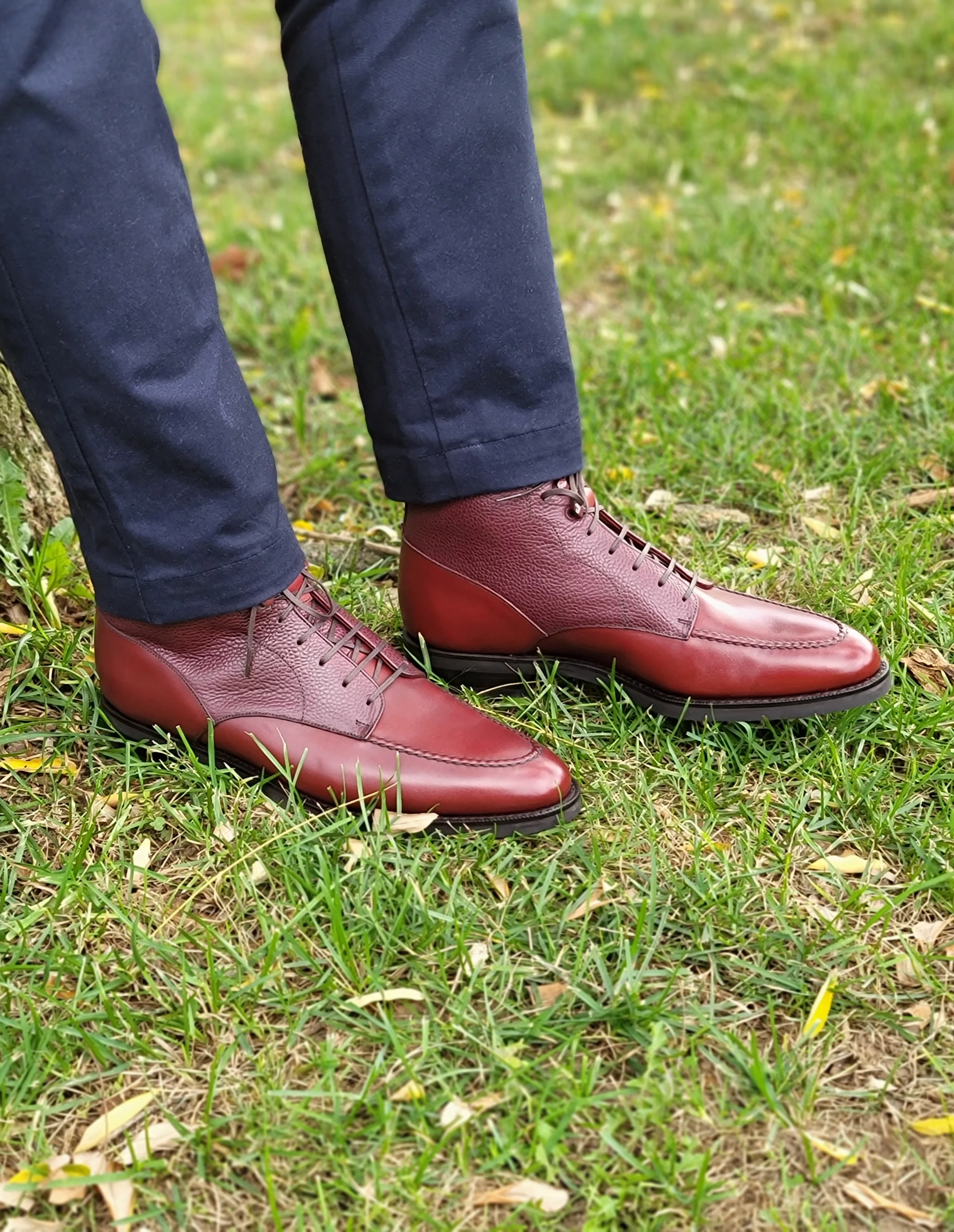 Bremerton - MTO - Burgundy Calf / Burgundy Scotch Grain - TMG Last - Single City Rubber Sole