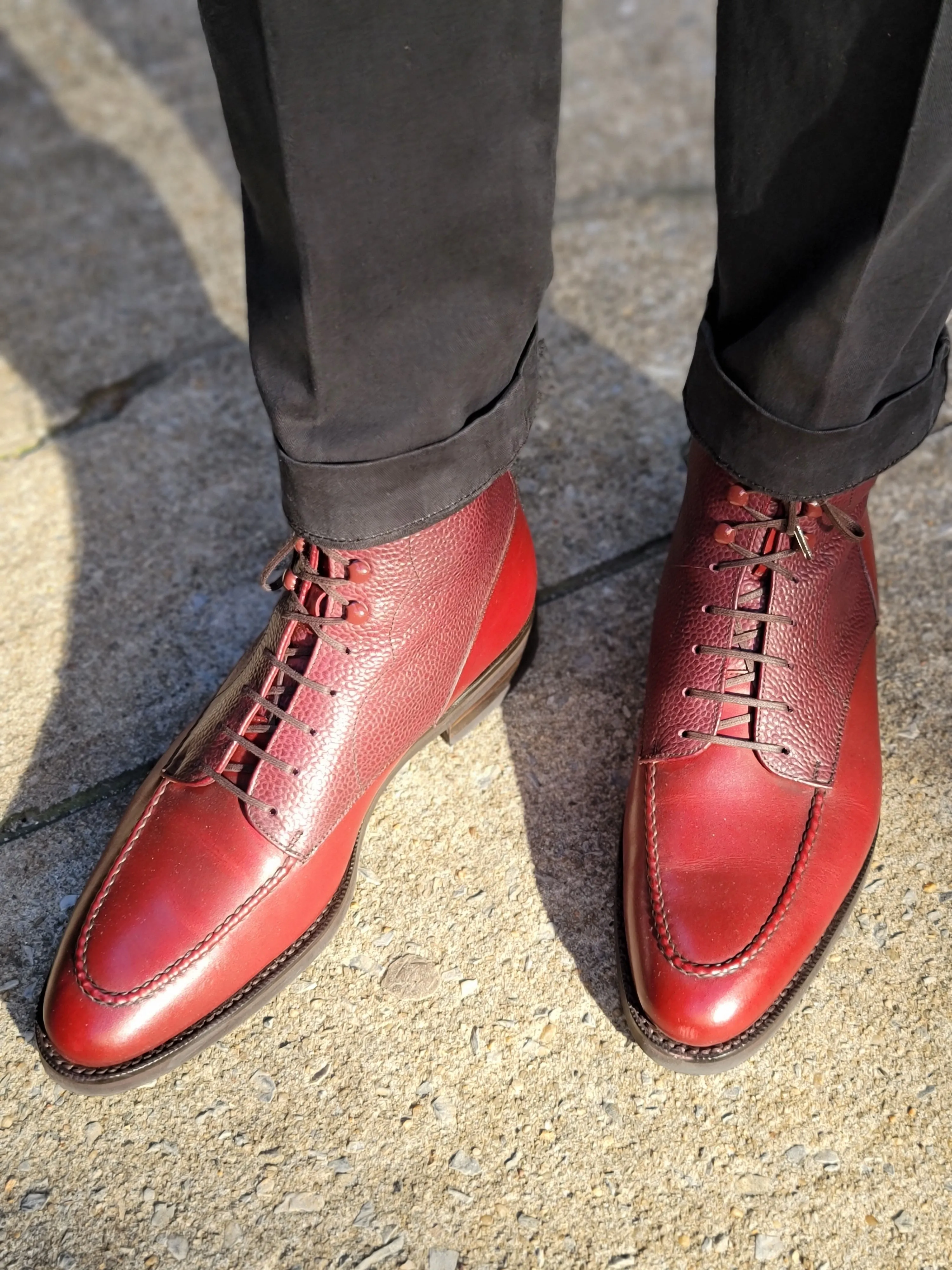 Bremerton - MTO - Burgundy Calf / Burgundy Scotch Grain - TMG Last - Single City Rubber Sole