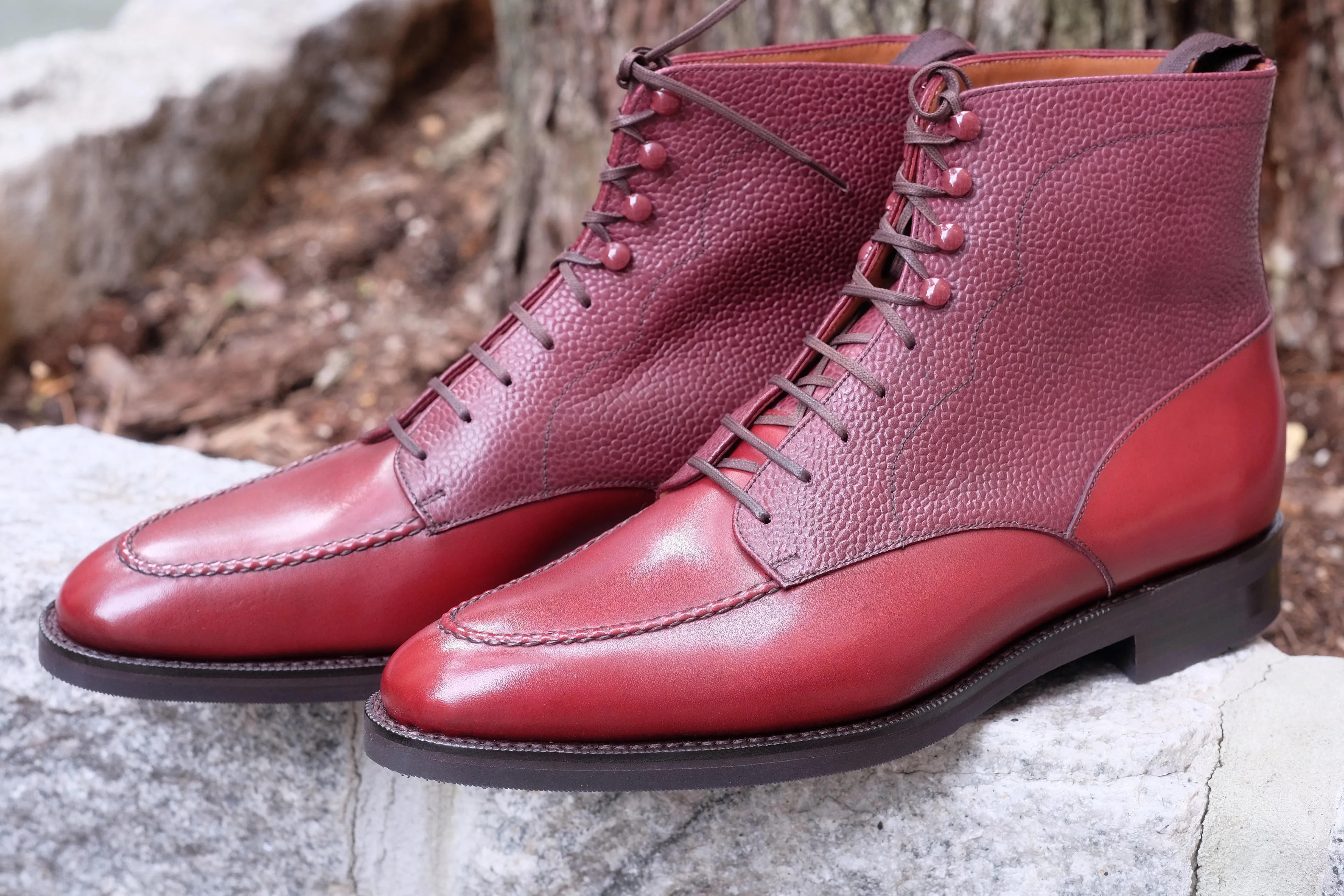 Bremerton - MTO - Burgundy Calf / Burgundy Scotch Grain - TMG Last - Single City Rubber Sole