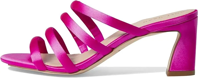 Cole Haan Adella Bright Pink Satin Squared Open Toe Slingback Block Heel Sandals