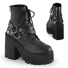 Demonia ASSAULT-101 | Black Vegan Leather Ankle Boots