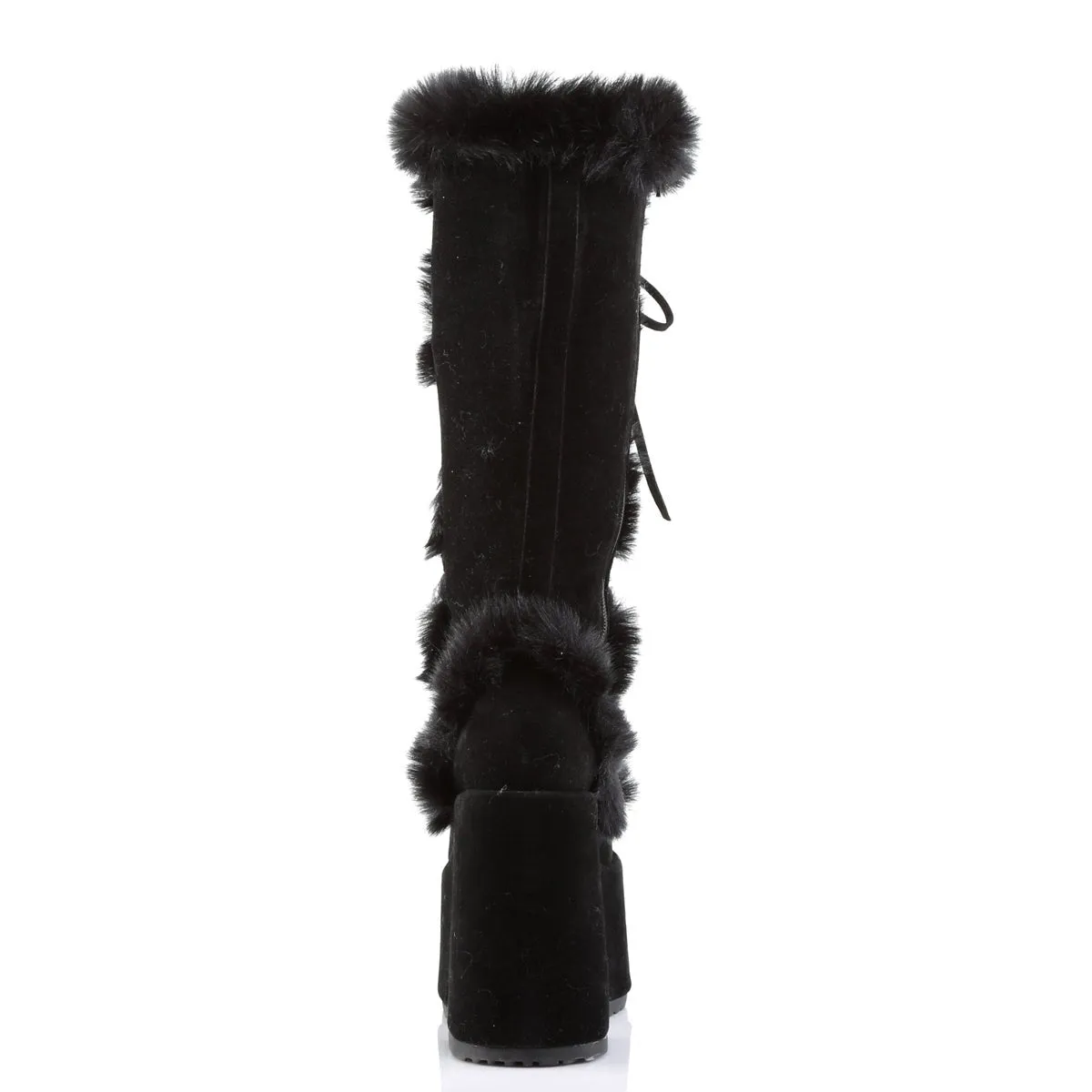 Demonia CAMEL-311 | Black Vegan Suede Knee High Boots