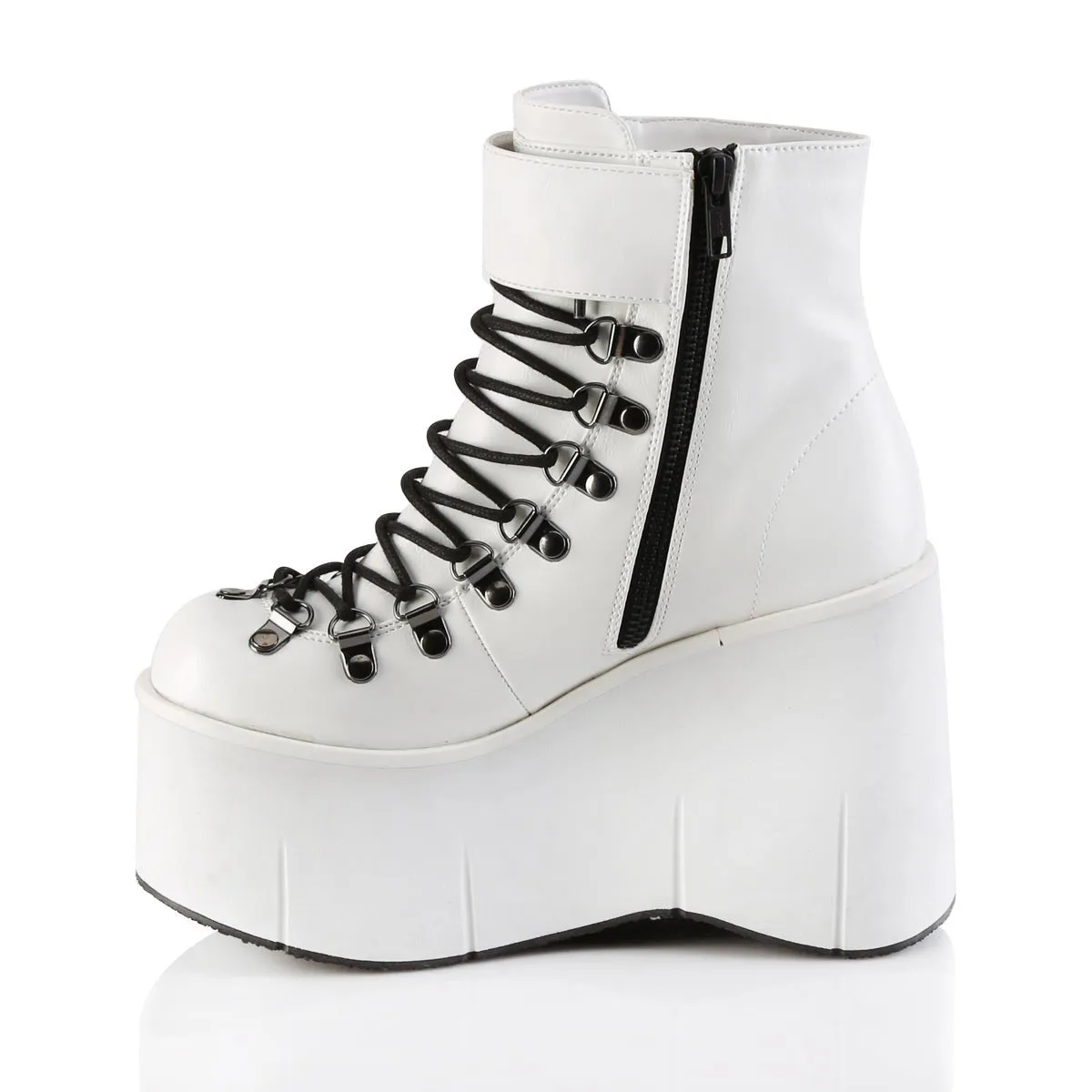 Demonia KERA-21 | White Vegan Leather Ankle Boots