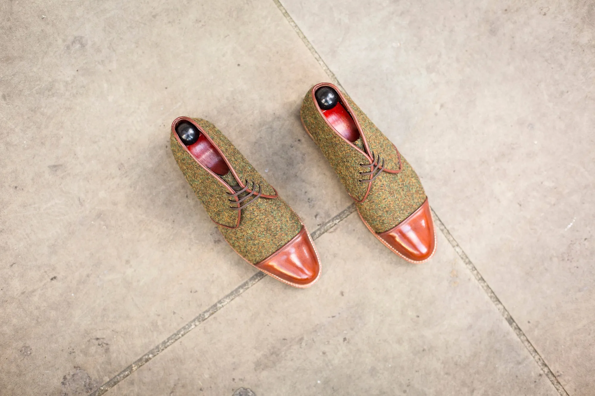 Des Moines - MTO - Mustard Tweed / Gold Museum Calf - TMG Last - Natural Single Leather Sole