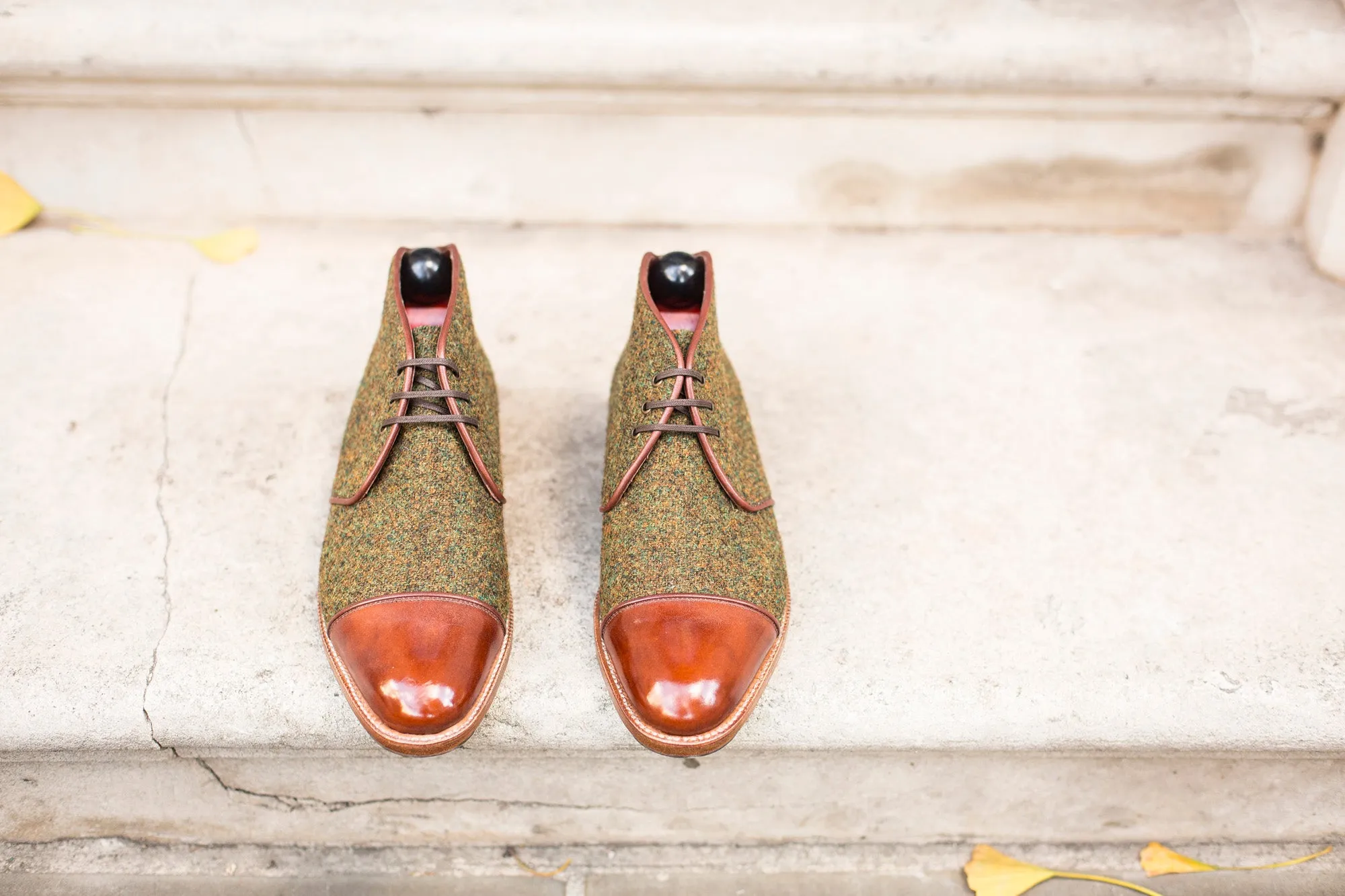 Des Moines - MTO - Mustard Tweed / Gold Museum Calf - TMG Last - Natural Single Leather Sole