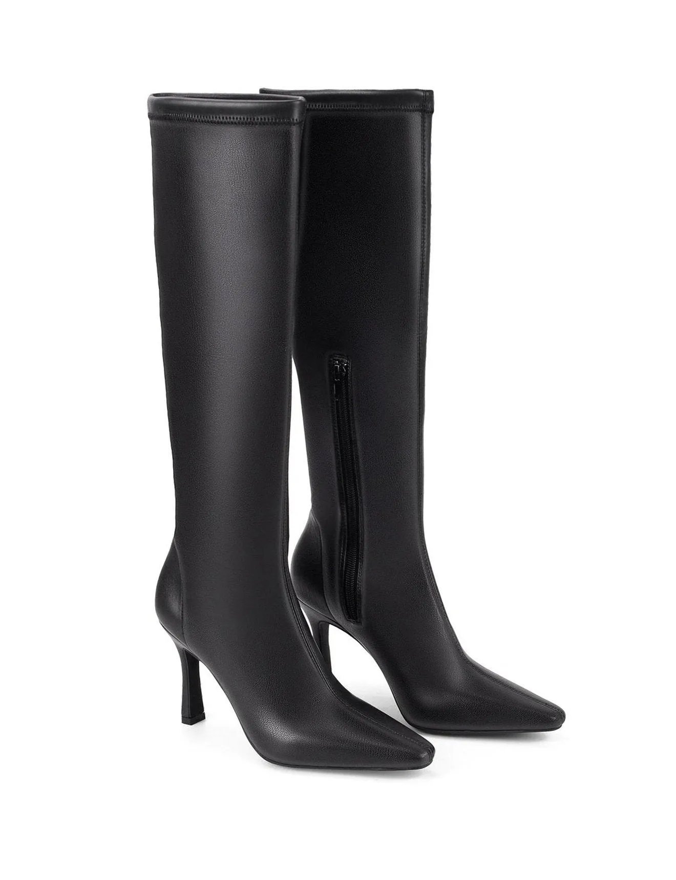 Divine Knee High Stretch Boots - Black Stretch