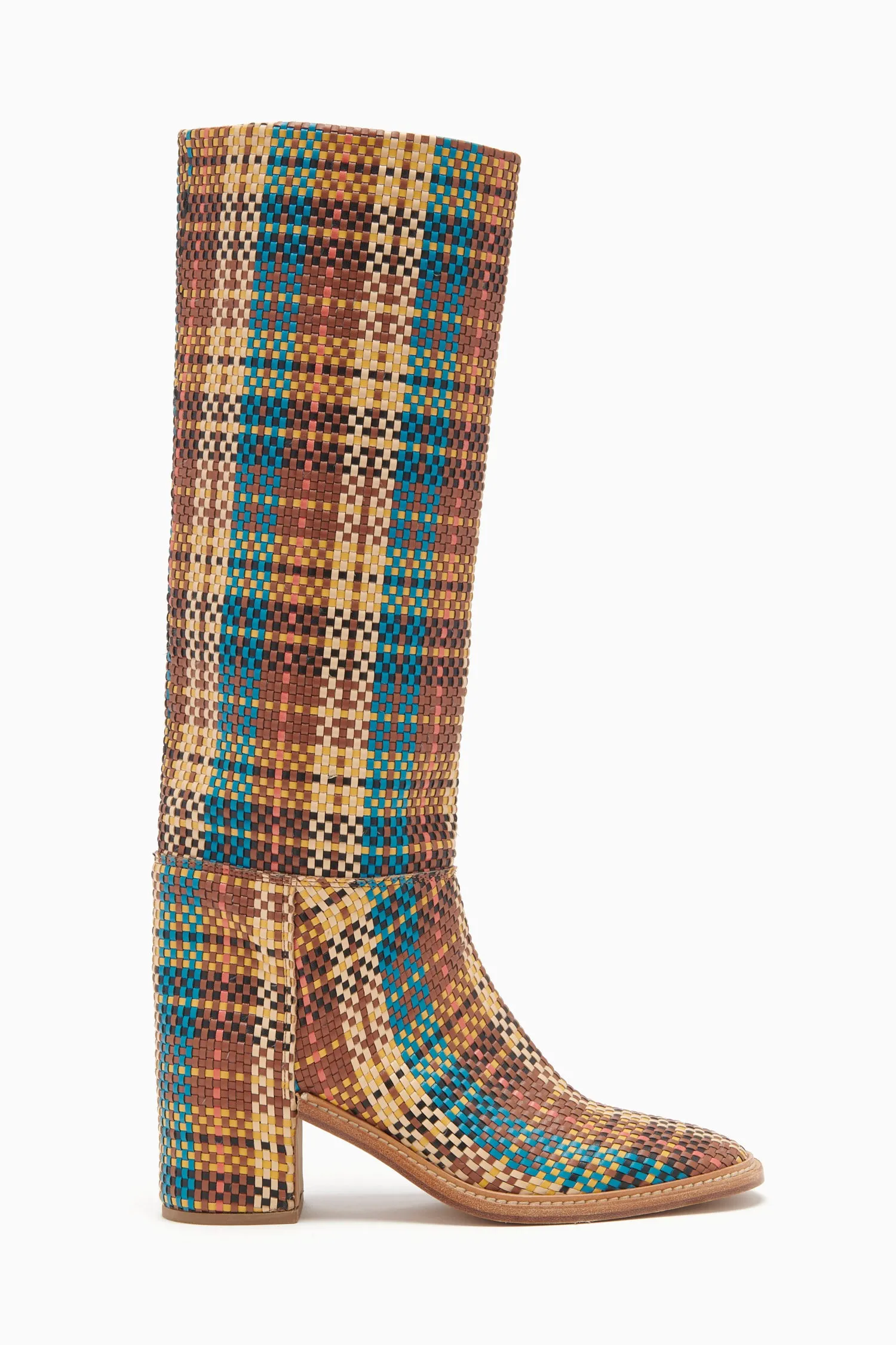 Elena Woven Riding Boot - Wheat Woven