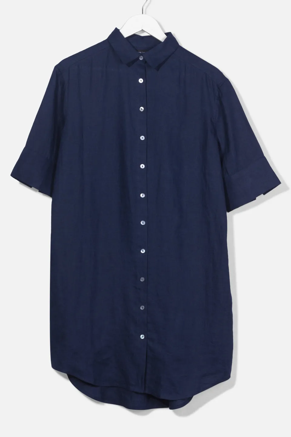 Energize SS Dark Navy Linen Shirt Dress