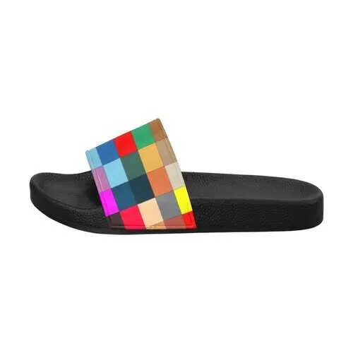 Flip-Flop Sandals, Multicolor Block Style Women's Slides