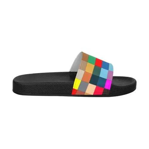 Flip-Flop Sandals, Multicolor Block Style Women's Slides