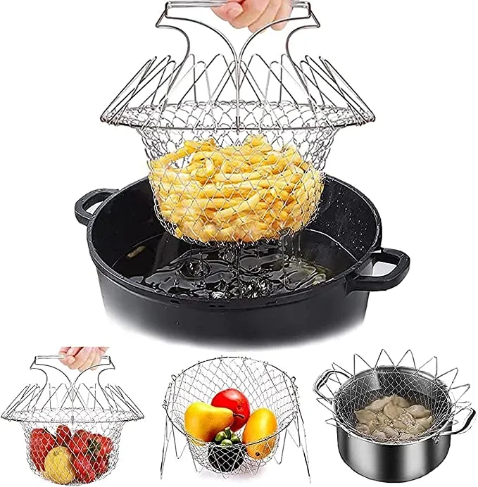 Foldable Stainless Steel Deep Fry Basket