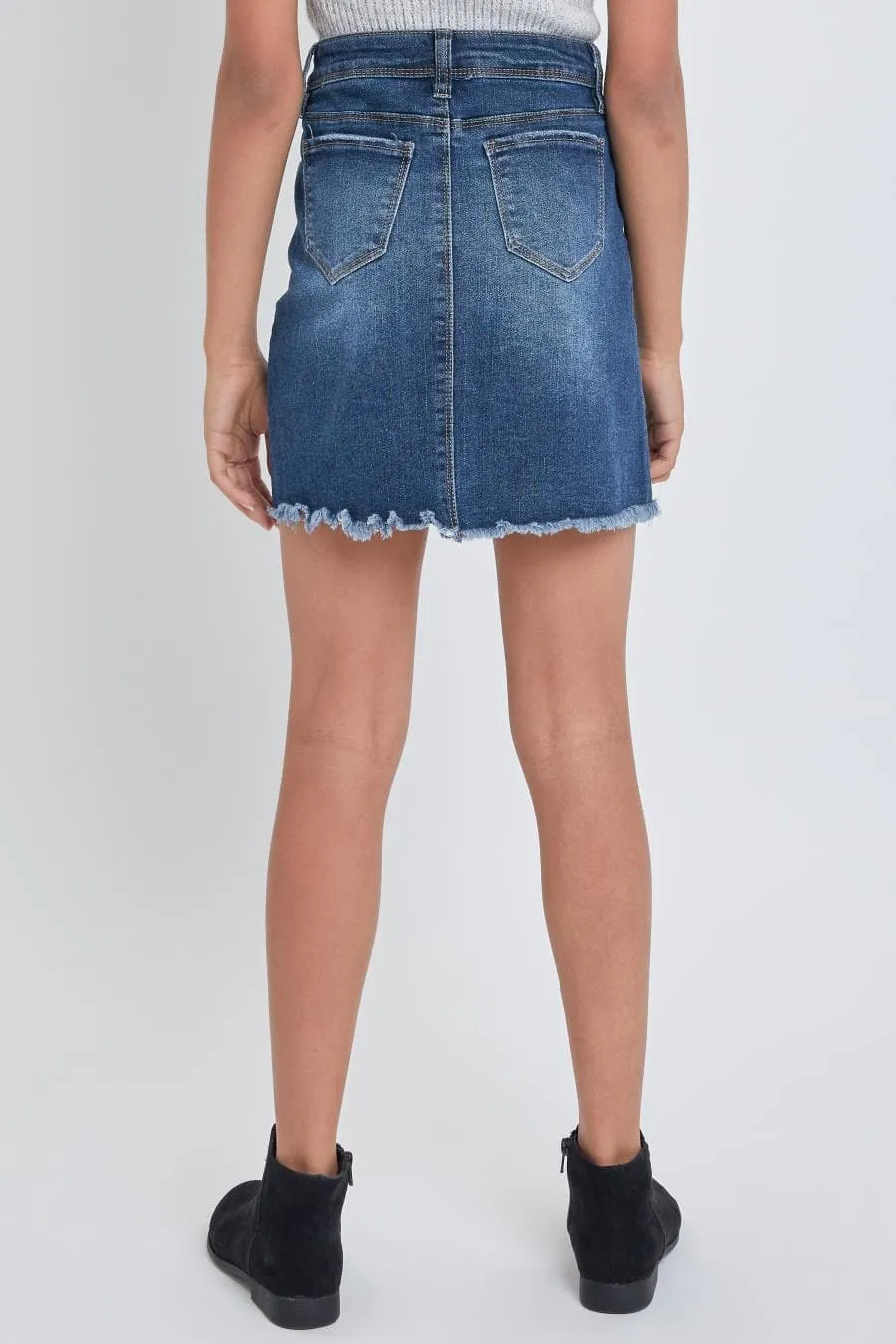 Girls Denim Skirt With Front Seam Detail