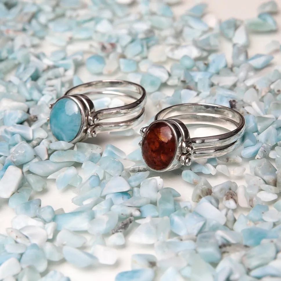 Happy Ring - Larimar Amber Reversible