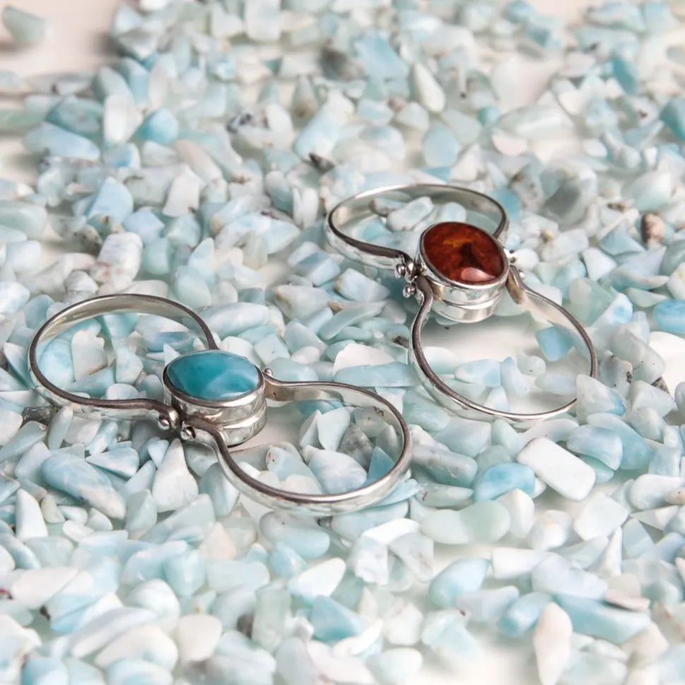 Happy Ring - Larimar Amber Reversible