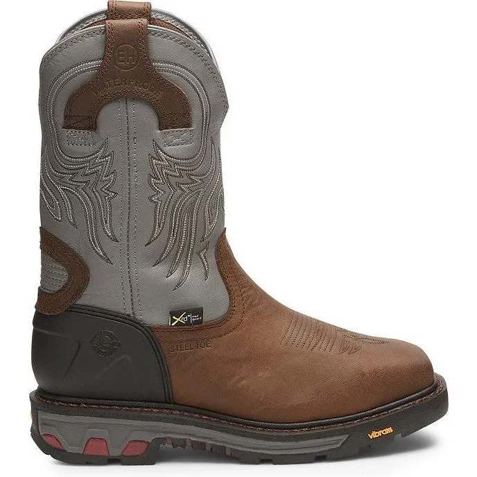 Justin Men's Tanker 11" Steel Toe Western Work Boot -Brown- WK2102