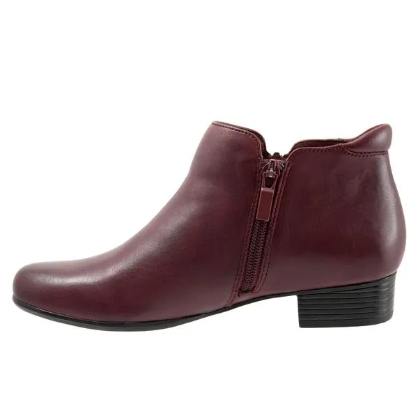 Major Dark Red Leather with Side Zip Ankle Boots