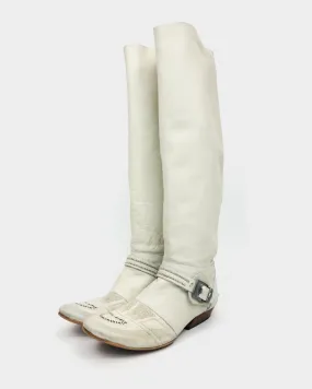 Marithé Francois Girbaud White Leather Country Boots 2000's