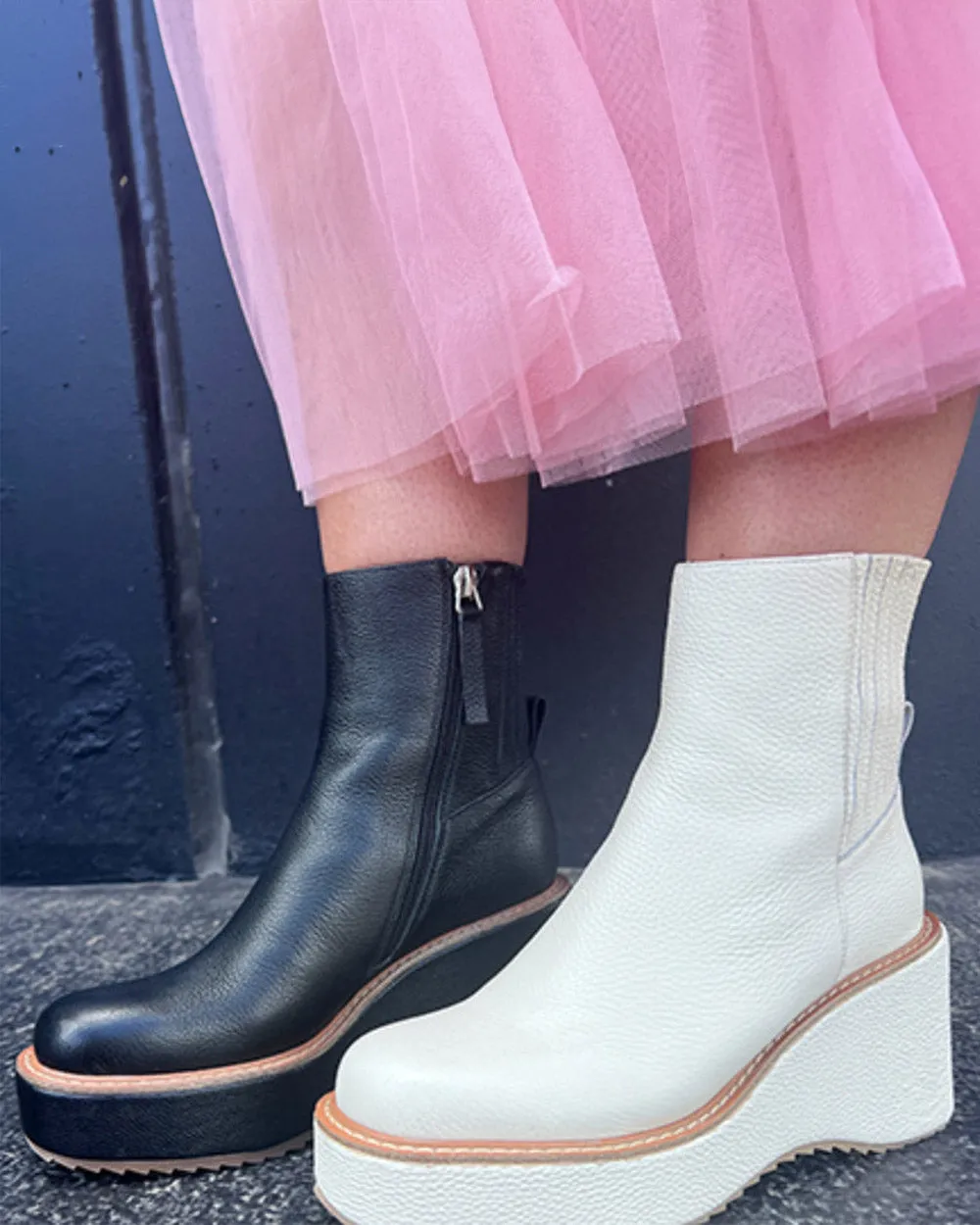 Minx Tokyo Ivory Leather Ankle Boot