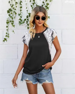 Mixed Print Braided Short Sleeve T-Shirt