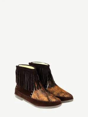 Montana West Genuine Hair-On Cowhide Western Booties