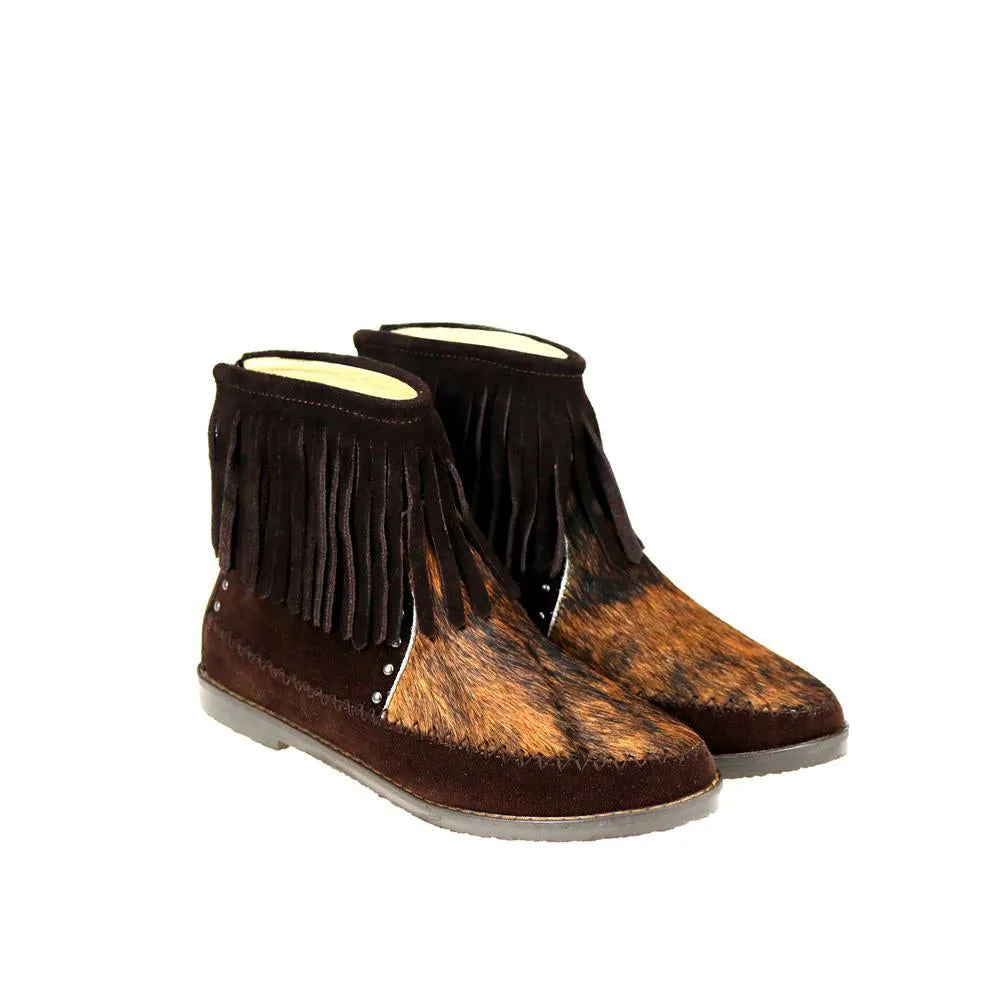 Montana West Genuine Hair-On Cowhide Western Booties