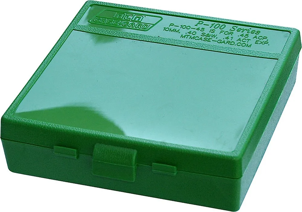 Mtm P-100 Flip-Top Pistol Ammo Box 1.22 Oal Green Poly