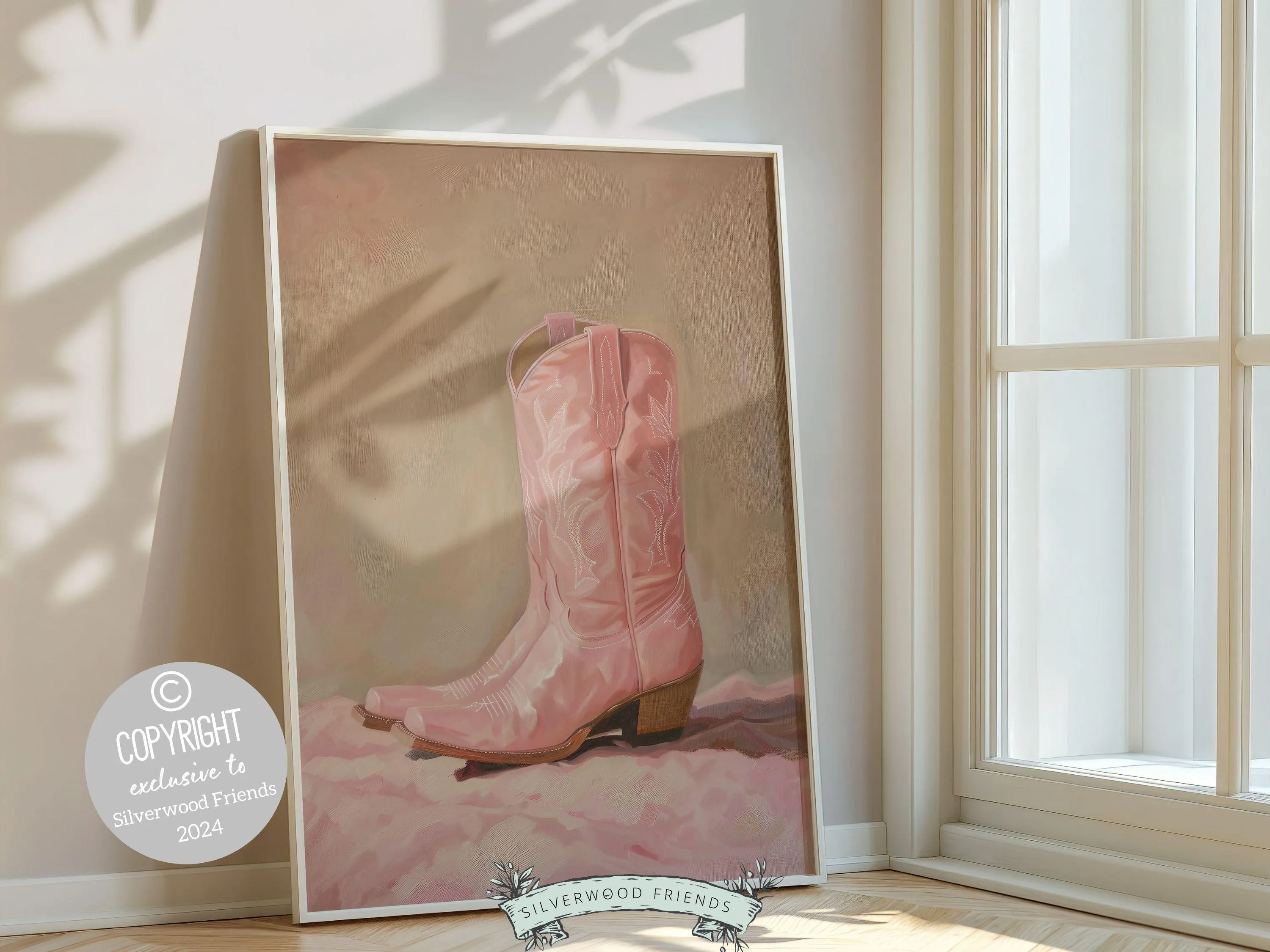 Pink Cowgirl Boots Print - 002