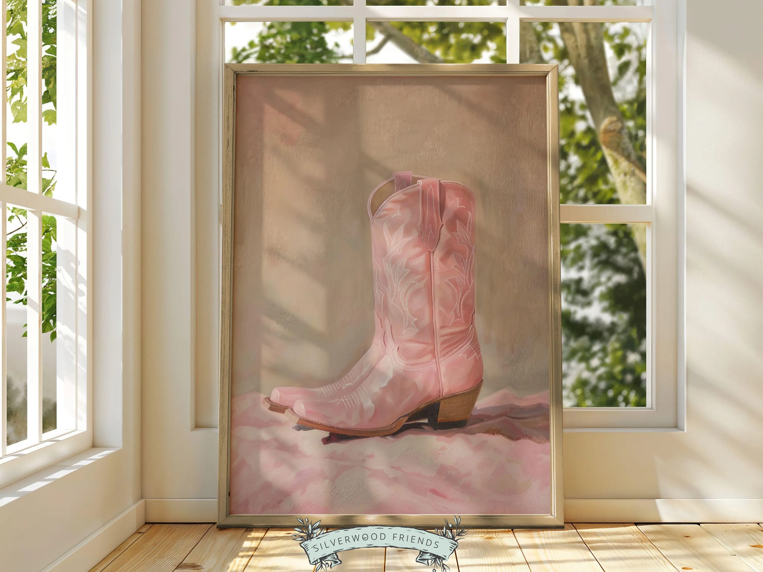 Pink Cowgirl Boots Print - 002