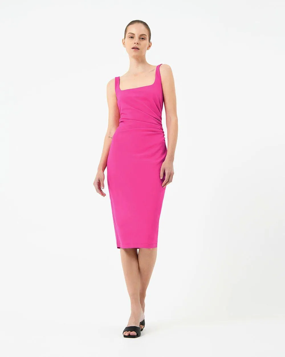 Rae Side-Gathered Dress - Pink