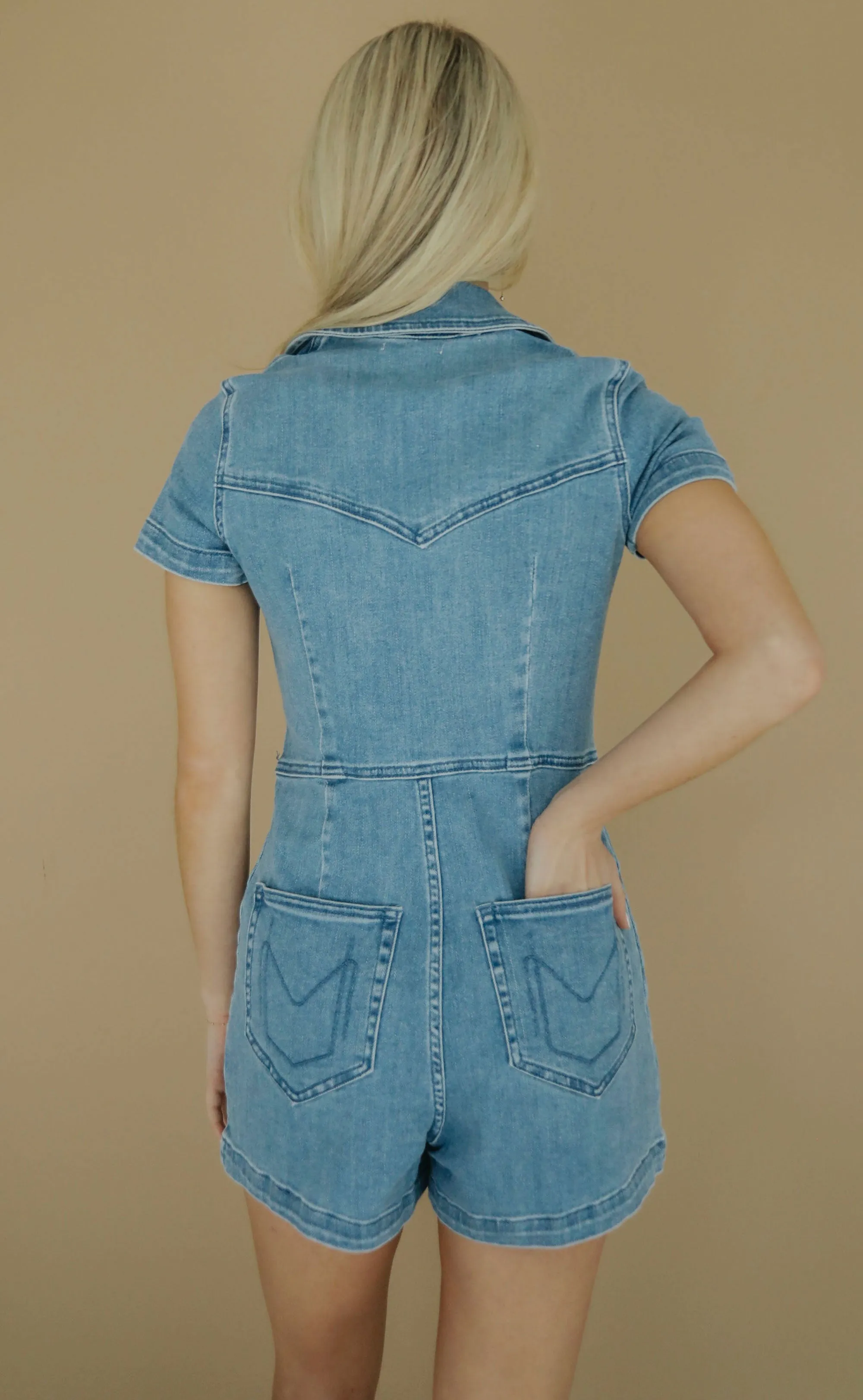 show me your mumu: ranch romper - french blue