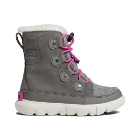 Sorel Girl's Explorer Quary/Lavendar Waterproof