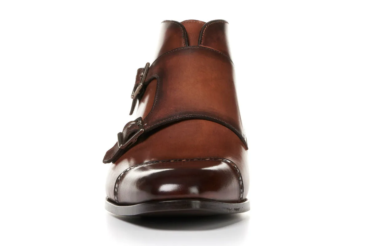 The Heston Double Monk Strap Boot - Brown