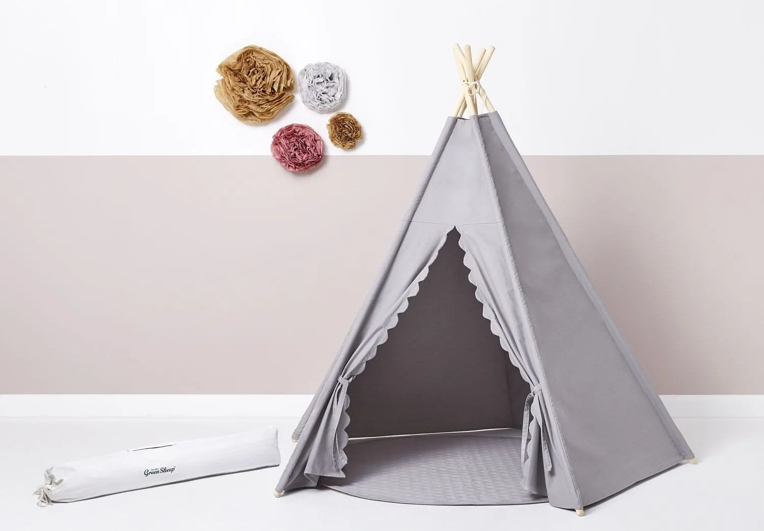 The Little Green Sheep Teepee Play Tent - Grey