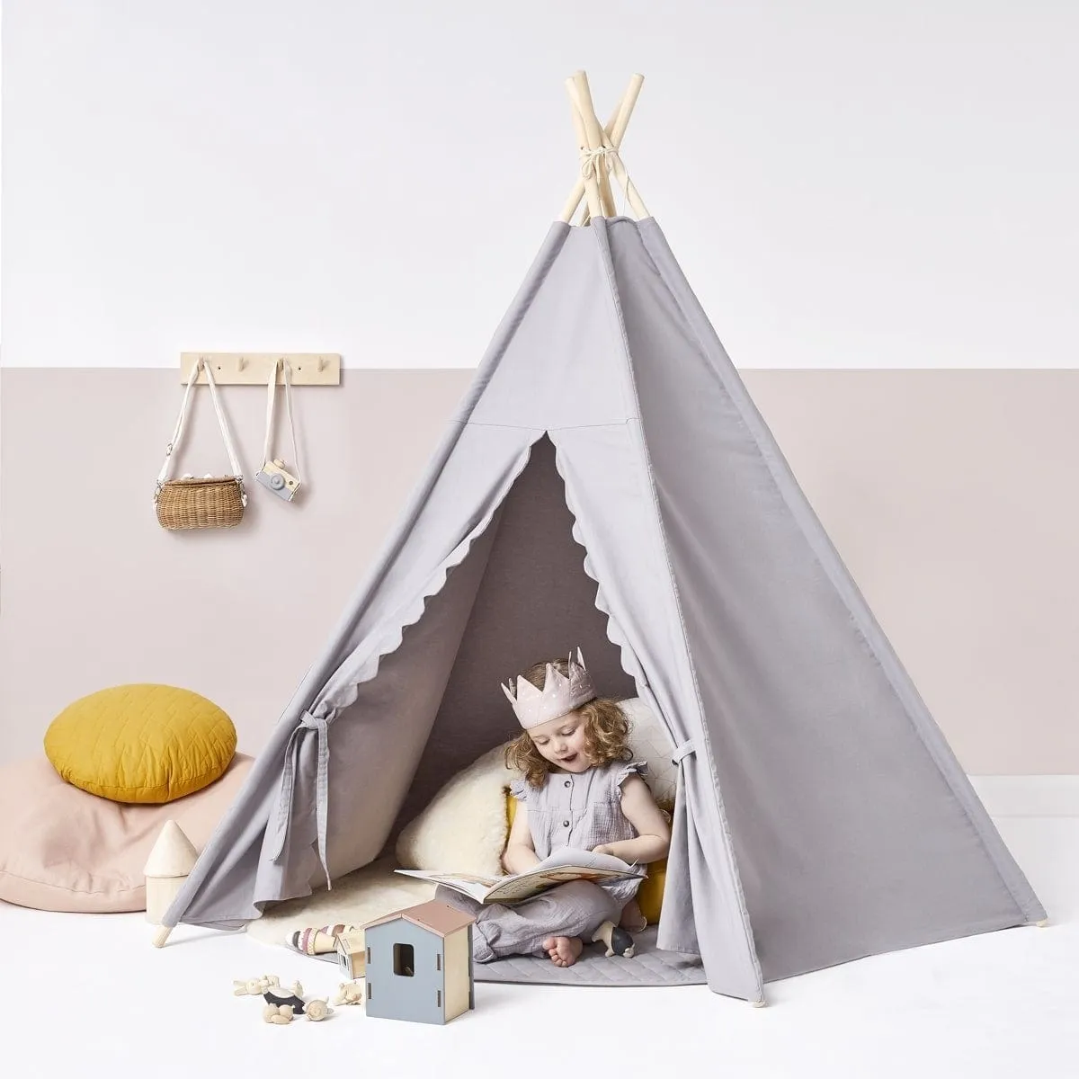 The Little Green Sheep Teepee Play Tent - Grey