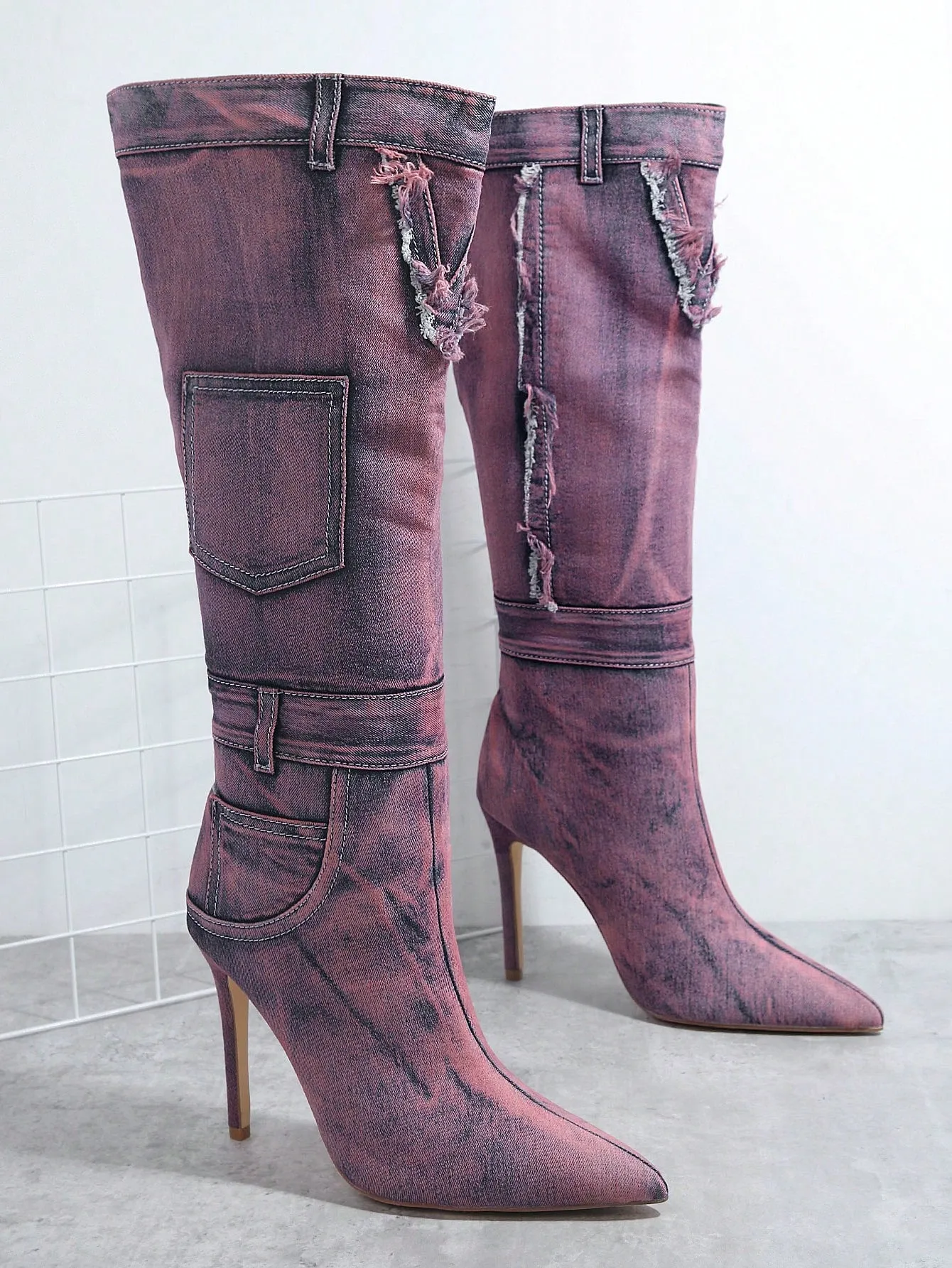 Tie Dye Pointy Toe Stiletto Heel Boots