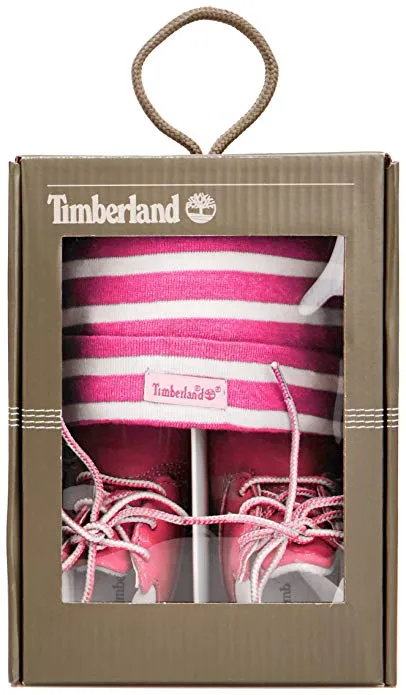 Timberland Pink Crib Booties with Hat