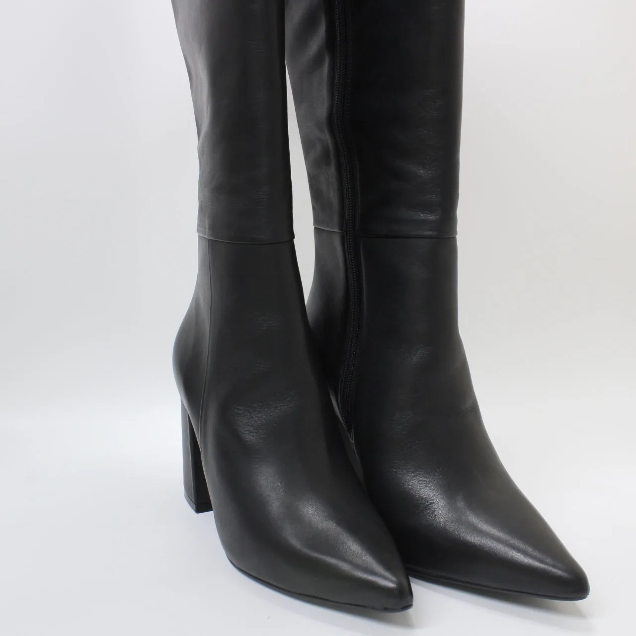 Womens Office Kash Point Toe Block Boots Black Leather