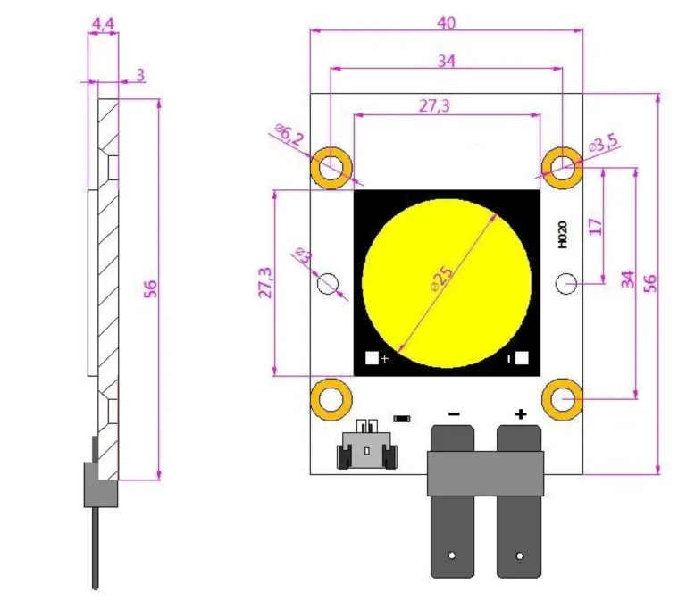 YUJILEDS CRI 95  High Power 400W Flip Chip COB LED 5600K with Heat Sink - 560H